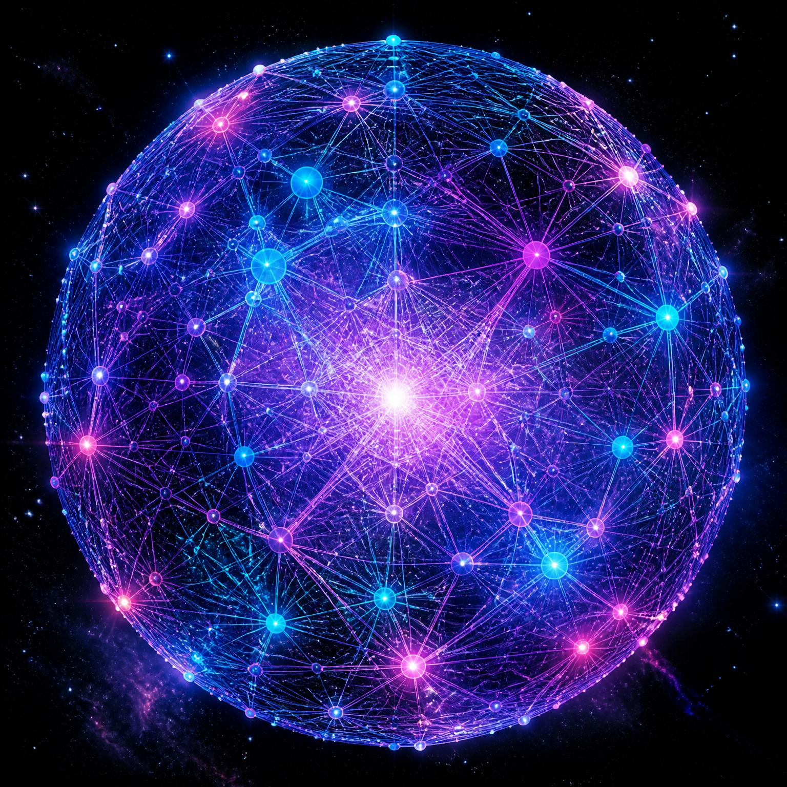 MONAD memory graph — glowing spherical knowledge network